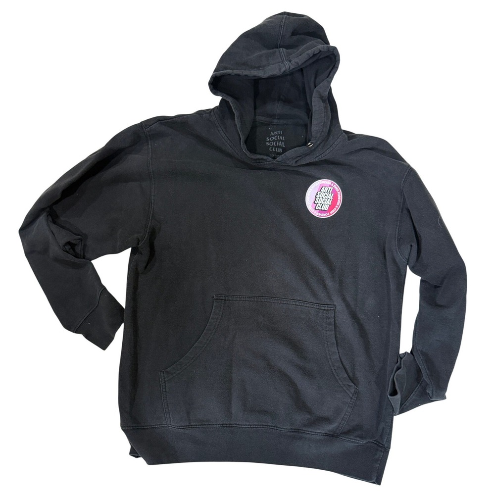 Anti Social Social Club Forever & Ever Black Hoodie Pink Logo SS4500P Mens M